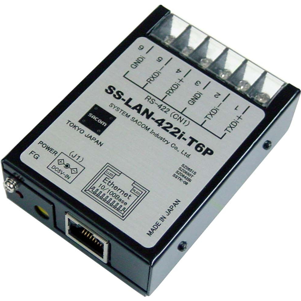 LAN⇔RS422変換器（ACアダプタ仕様）【絶縁タイプ】【現場工事に便利なM3ネジ端子台小型変換器】RJ45⇔端子台6P（M3ネジ）