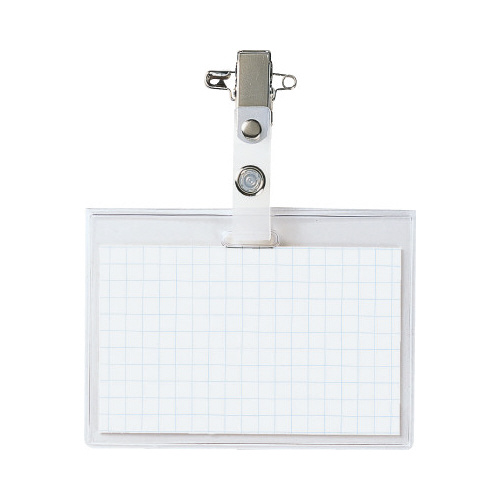 タッグ名札安全ピン・クリップ両用横　５６×９１