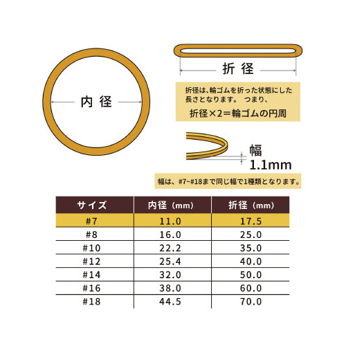 輪ゴム　オーバンド　＃７　アメ色　１００ｇ箱