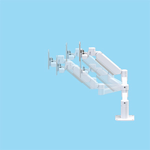 4Kg対応 画面回転・上下可動・スイベル機能と2本の回転アームにより折畳み収納・平行移動機構を持つ4軸ロングタイプのディスプレイアーム 本体ユニット（ライトグレー色）