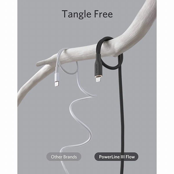 Anker PowerLine III Flow USB-C & ライトニング ケーブル MFi認証 Anker絡まないケーブル USB PD対応 シリコン素材採用 (1.8m ライトパープル)