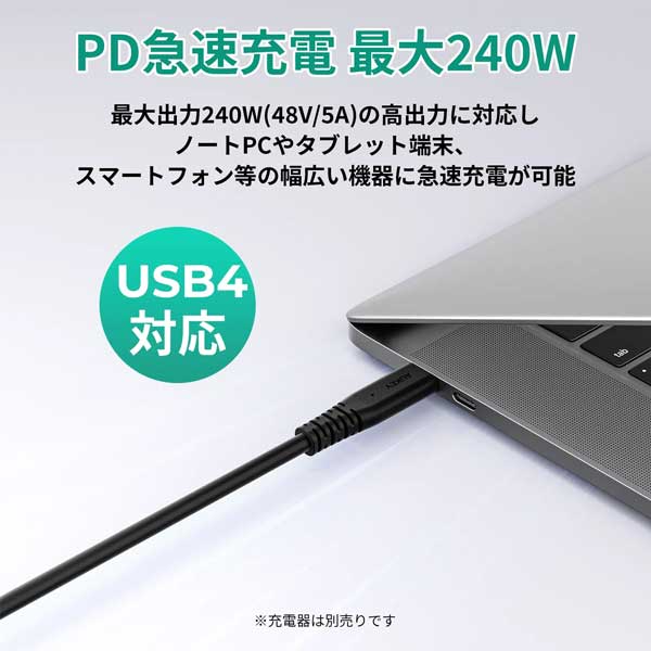 USBケーブル Impulse Series USB4 C-C PD 240W [Type-C to Type-C] 1.5m ブラック
