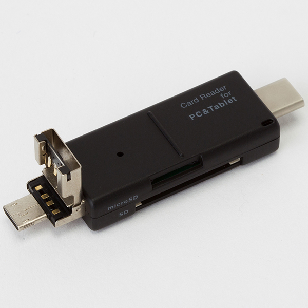 SDカードリーダー Type-C/Micro USB/USB接続 ブラック