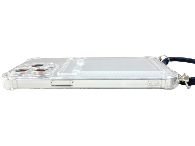 iPhone 13 Pro対応 クリアケース/ロングストラップ/カードポケット付