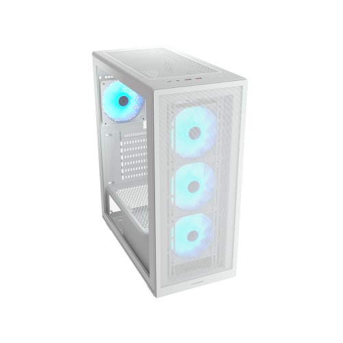 MX220 RGB White/ミドルタワーケース/ホワイト/ARGBファン4基標準搭載/メッシュ仕様の磁石式薄型フロントパネル