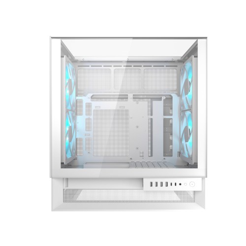 OmnyX White/ミドルタワーケース/ホワイト/ピラーレスデザイン/左右対称デザインで設置方向を選ばない/160mmファン4基標準搭載/背面コネクタMB対応