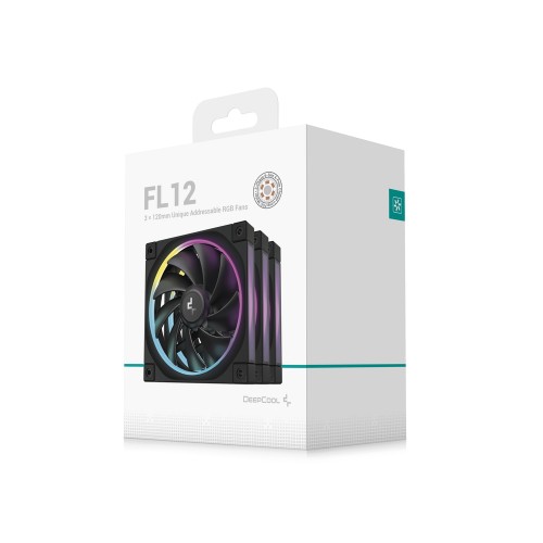 FL12-3 IN 1/120mmケースファン 3個入りパック/ブラック/36個のARGB Gen2 LEDによる独自のライトエフェクト/MB同期対応/FDB/防振ダンパー/3相4極6スロットモーター搭載