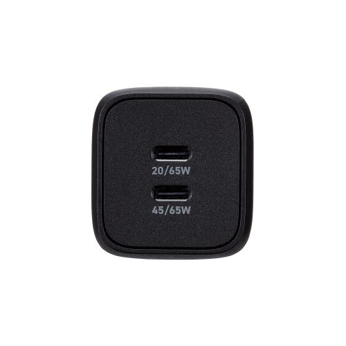 ノートPC用ACアダプター/USB充電器/USB Power Delivery対応/PPS対応/Quick Charge 3.0対応/65W/USB-C2ポート/スイングプラグ/ブラック