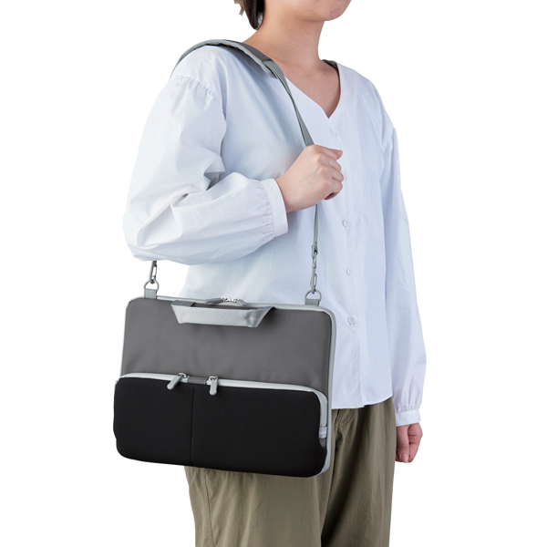 インナーバッグ/ハンドル付/ショルダーベルト付/ポケット付/耐衝撃/11.6inch/ブラック