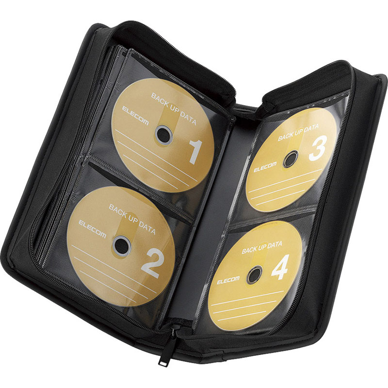 CD/DVDケース/ファスナー付/96枚入/ブラック