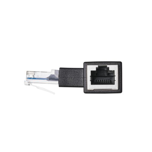 RJ45中継コネクタ/Cat5e対応/L字/右向き/UTP/ブラック