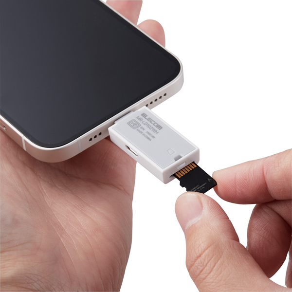 Lightningカードリーダー/microSD専用/USB Type-C変換アダプタ付属/直挿し/ホワイト