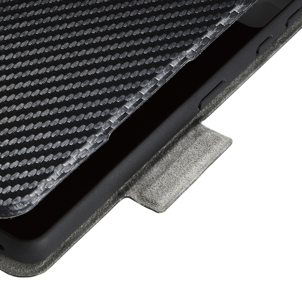 AQUOS sense4/AQUOS sense5G/AQUOS sense4 lite/AQUOS sense4 basic用レザーケース/手帳型/UltraSlim/薄型/磁石付き/カーボン調(ブラック)