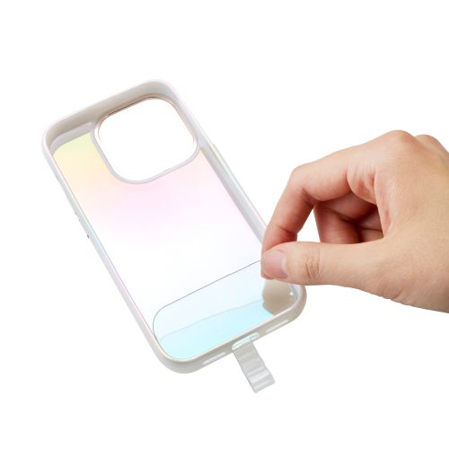 スマホハンドストラップ/ストラップホールシート付属(2枚)/合成皮革リング/&me/グレージュ