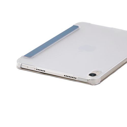 8.3インチiPad mini(A17 Pro)/フラップケース/薄型軽量/背面クリア/2アングル/スリープ対応/ブルーグレー
