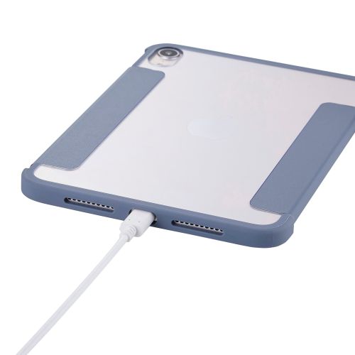 8.3インチiPad mini(A17 Pro)/フラップケース/薄型軽量/背面クリア/フレームカラー/ブルーグレー