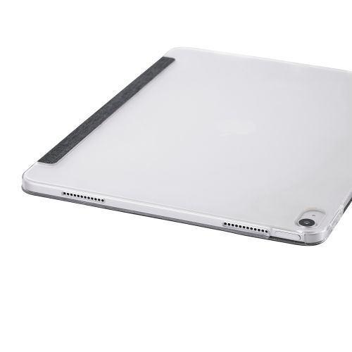 13インチiPad Air(M2)/フラップケース/薄型軽量/ファブリック/背面クリア/2アングル/ブラック