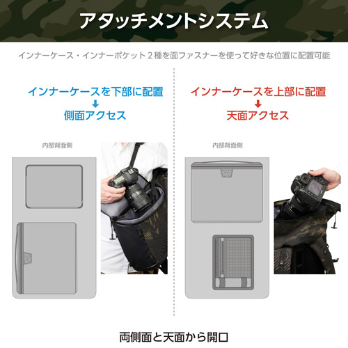 LUXXe（ラグゼ） フィールド ロールトップバックパック 20 カメラバッグ ブラックカモ