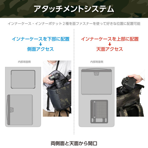 LUXXe（ラグゼ） フィールド ロールトップバックパック 28 カメラバッグ ブラックカモ