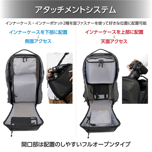 LUXXe（ラグゼ） グリッド ジップバックパック M カメラバッグ ブラック