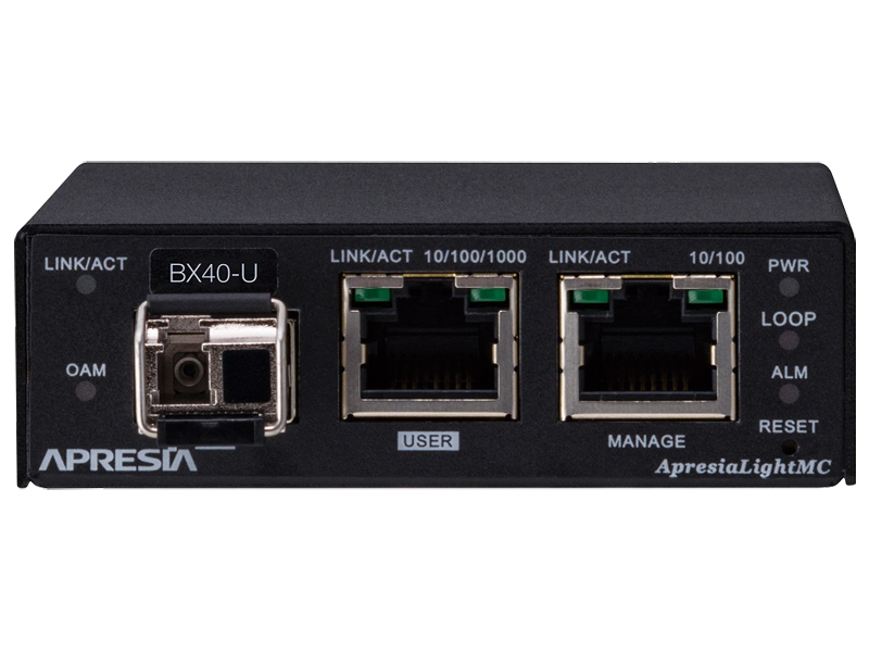 ApresiaLightMC-BX40U SNMP管理機能付メディアコンバーター 10/100/1000M、SMF1芯、最大40km伝送