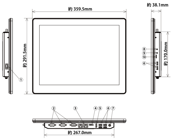 タッチパネル情報端末 PR2シリーズ 15型 (CPU：Atom x7425E/メモリ8GB/SSD128GB/Win10IoT/15型/SIMスロット：なし)