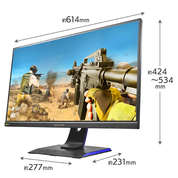 ゲーミング液晶ディスプレイ 27型/2560×1440/HDMI、DisplayPort、USB Type-C、USB Std-B、USB Std-A、ステレオミニジャック Φ3.5mm(4極 CTIA)/ブラック/スピーカー：あり