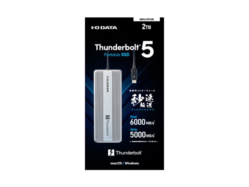 長期5年保証＆Thunderbolt(TM)5対応 超高速ポータブルSSD 2TB