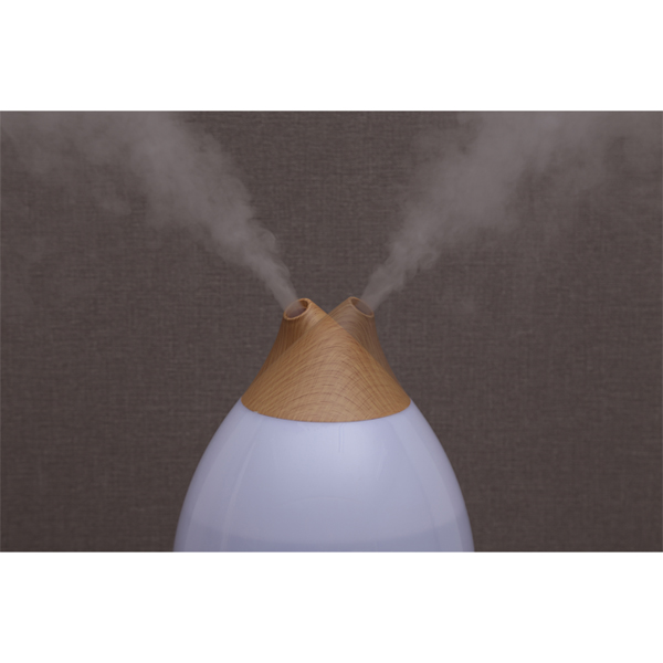 超音波式加湿器 しずく型 木目調 ダークブラウン