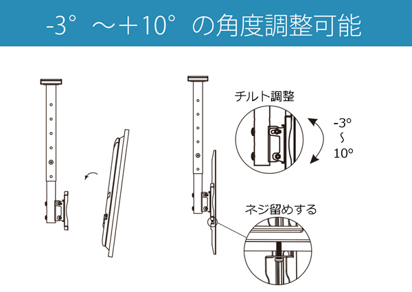 テレビ天吊り金具 32～75インチ液晶PCモニター TV対応/2年保証