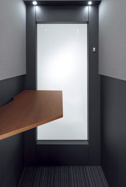 ワーキングブース＜デリカブース＞ 791-35 1人用（天井付） サテンブラック 背面パネル クリア 天板カラー ウォールナット