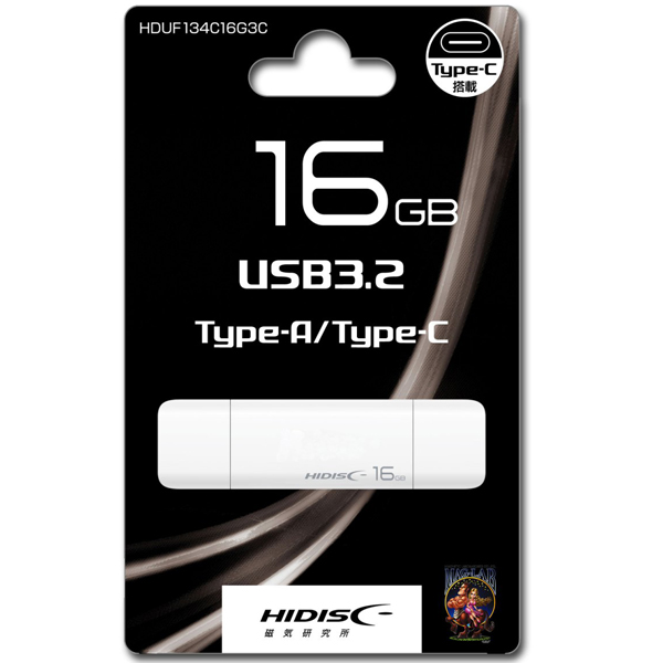 USB3.2 Gen2 メモリ 134C 16GB キャップ式 OTGメモリ（Type-C）