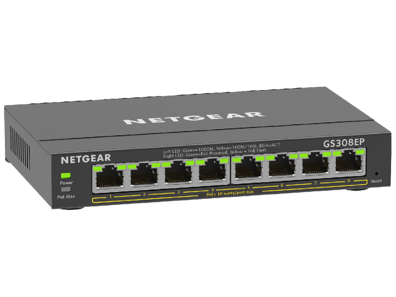 SOHO/家庭向けPoE+対応 (62W) ギガビット8ポートアンマネージプラススイッチ