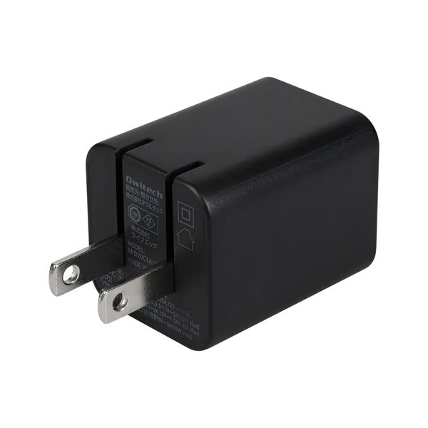 AC充電器/USB充電器/PD20W/2ポート/GaN採用/スマホ充電/PD対応iPad、iPhone、iPod、スマートフォン、タブレットPC、Wi-Fiルーター、加熱式たばこ等/ブラック