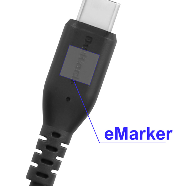 スマホ・タブレット用USBケーブル/USB（C-C）/Power Delivery対応/PD100W/eMarker+Mini-Breaker搭載/過熱防止機能搭載/断線に強い/1m/100cm/ブラック