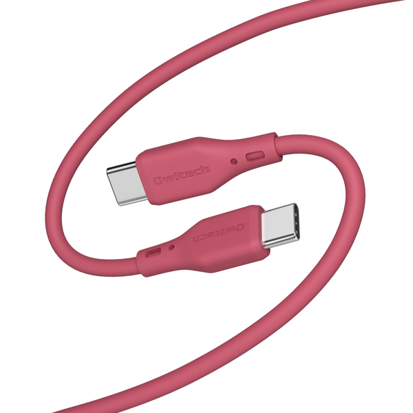 スマホ・タブレット用USBケーブル/USB2.0規格準拠/USB（C-C）/Power Delivery対応/PD60W/データ転送/温度センサー搭載/シリコン/2m/200cm/ワインレッド