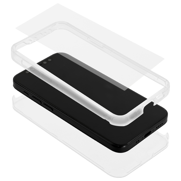 液晶画面保護マットガラス1枚付 iPhone 12 mini専用 360度全面保護のフルカバーケース クリア 製品サイズ約68.5(W)×11(D)×135(H)mm