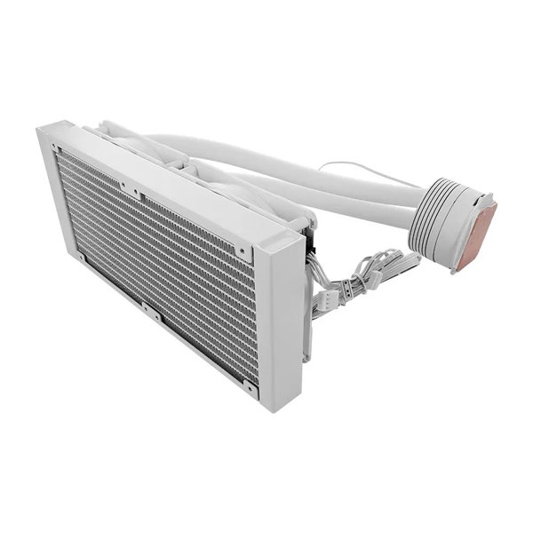 ARGB LED内蔵ヘッド＆チューブ 240mmサイズ 水冷CPUクーラー ホワイト 製品サイズ約120(W)×277(D)×27(H)mm