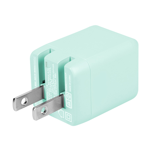 AC充電器/USB充電器/PD20W/2ポート/Type-C/Type-A/PSE適合/PD対応iPad、iPhone、iPod、スマートフォン、タブレットPC、Wi-Fiルーター、加熱式たばこ等/アイスブルー