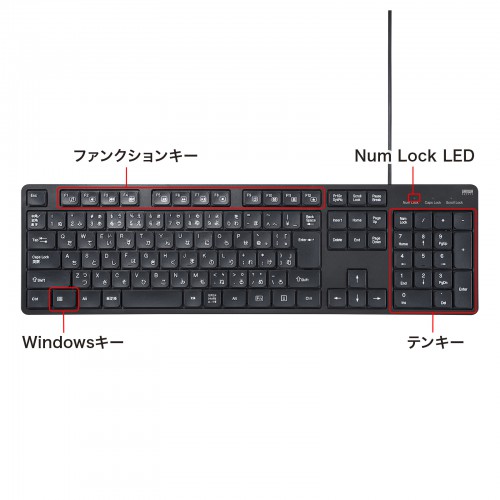 静音キーボード（有線・テンキーあり）