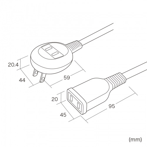 プラス1個口延長コード（2P・1個口＋1個口・5m・ホワイト）