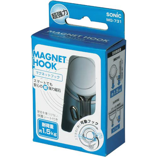 超強力マグネットフック　耐荷重１．５ｋｇ　白