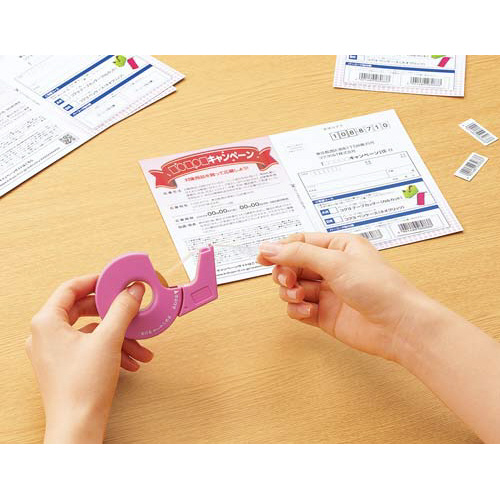 テープカッター　カルカットハンディ小巻ピンク×５