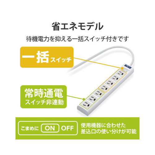 ＯＡタップ３ピン対応　７個口　雷ガード　５ｍ