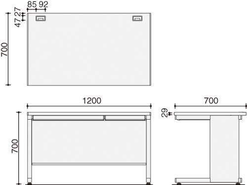 インベント平机奥行７００幅１２００ナチュラルグレー