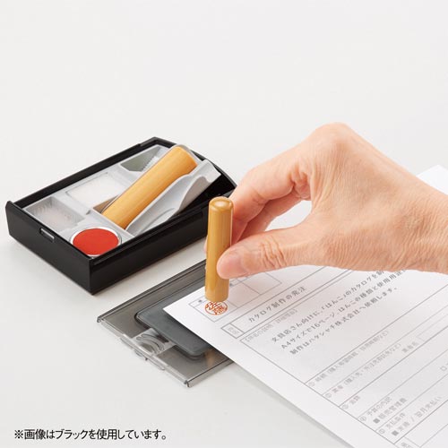 朱肉＋印マット付き印鑑ケース　シクオス　デュオ　白