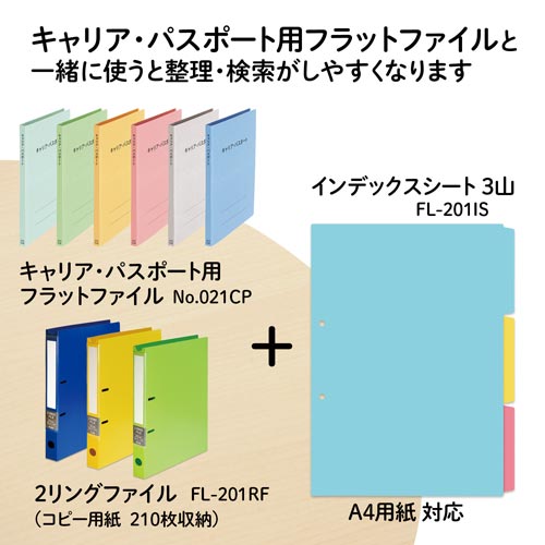 インデックスシート　Ａ４Ｓ　２穴用　３山