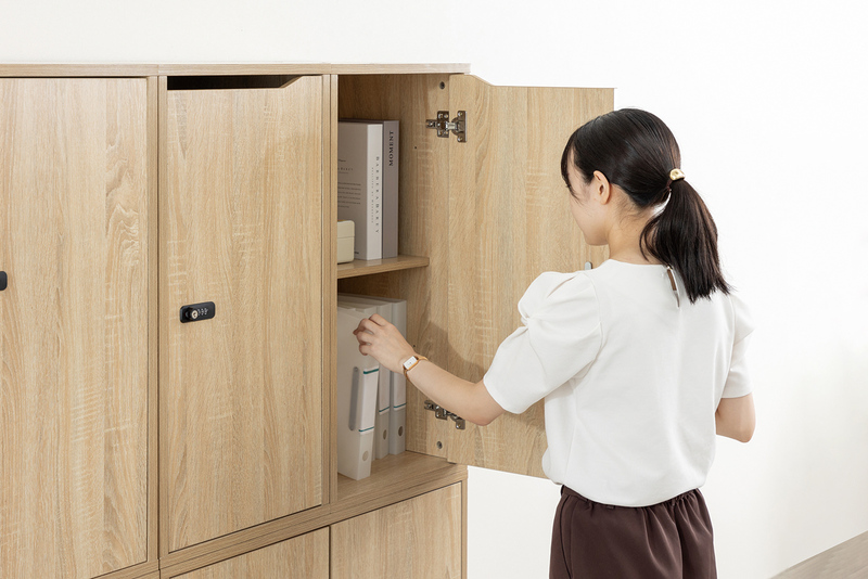 組立式 木製収納ロッカー ワイド