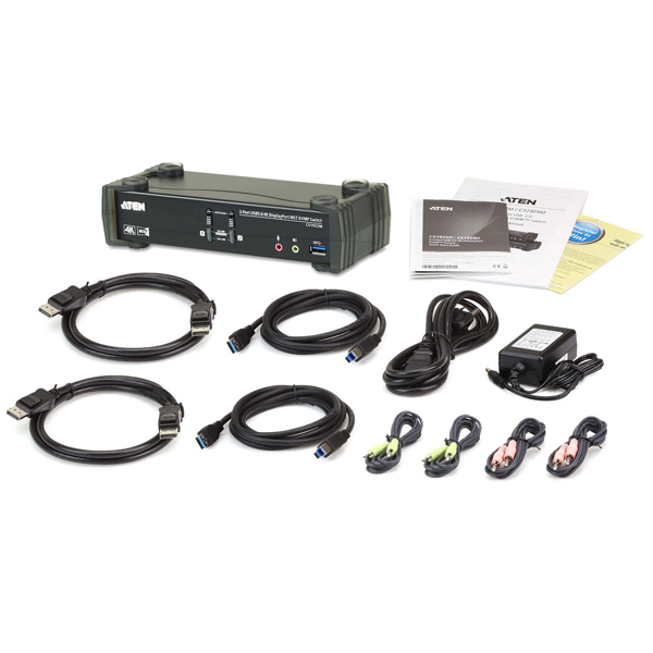 USB3.0ハブ搭載 DCI 4K対応 2ポートUSB DisplayPort MST KVMPスイッチ