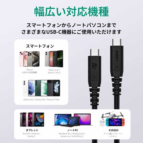 USBケーブル Impulse Series USB4 C-C PD 240W [Type-C to Type-C] 1.5m ブラック